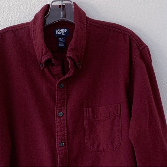 Lands' End Shirts Lands End Traditional Fit Burgundy Flannel Shirt Xlt Poshmark